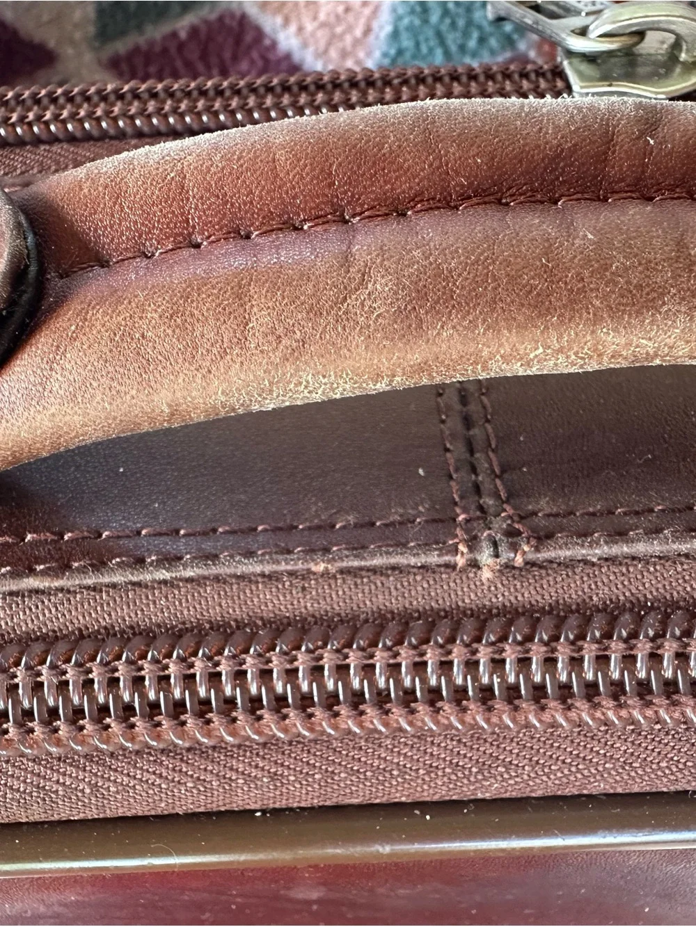 solo Tan Leather Briefcase with Front Zip Pocket